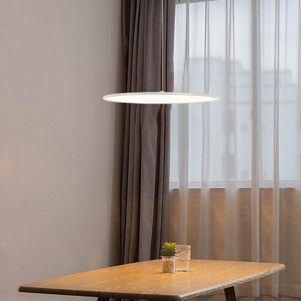 Minimalist Industrial Circular Linear Pendant Light — Metal, Stepless Dimming, 16", 20", or 24", Black or White