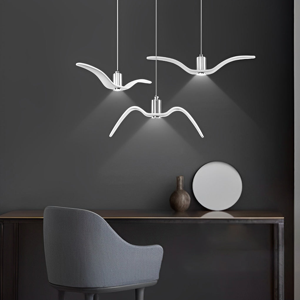 Seagull LED Chandelier — Ceramic and Chrome, Modern, Warm White 3000K
