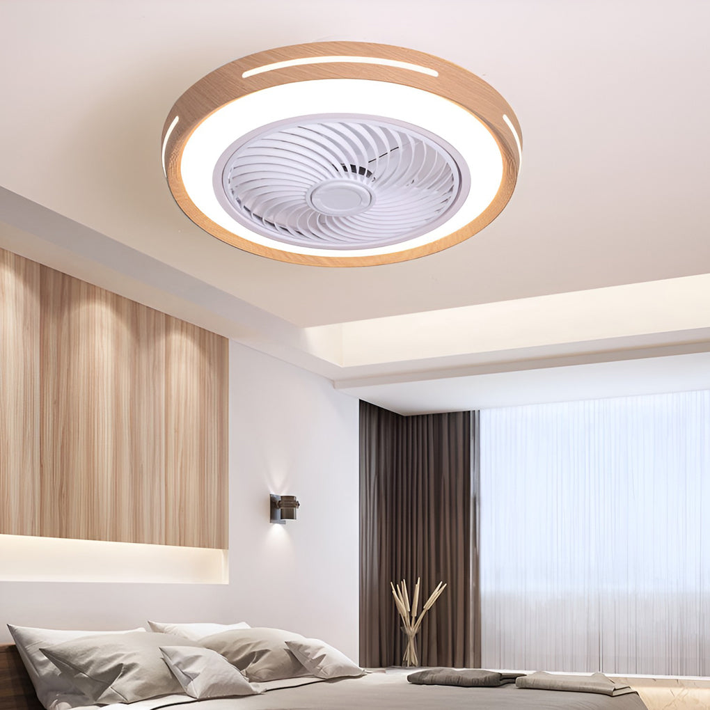 Ultra-Thin Round Nordic Bladeless Ceiling Fans with Remote Control - Silent LED Design