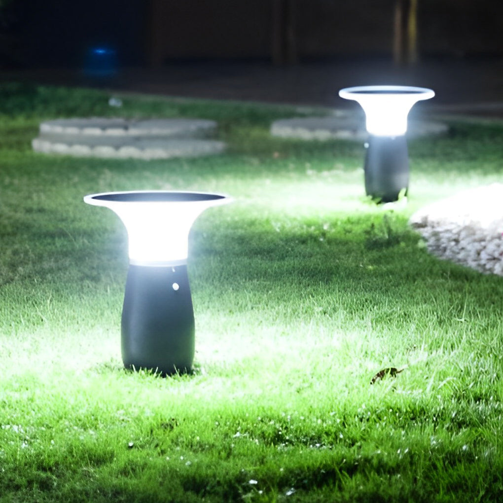 Modern Solar LED Bollard Path Light — Die-Cast Aluminum, 3.5W, 360° Illumination, Black