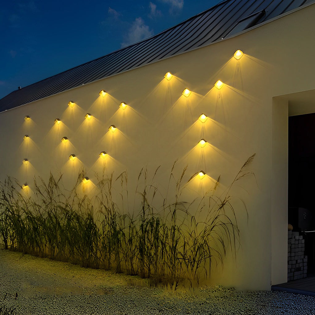 Modern Solar Outdoor Wall Sconce, Set of 2 — Black, RGB & 3000K Warm White, IP65 Weatherproof, Dusk-to-Dawn