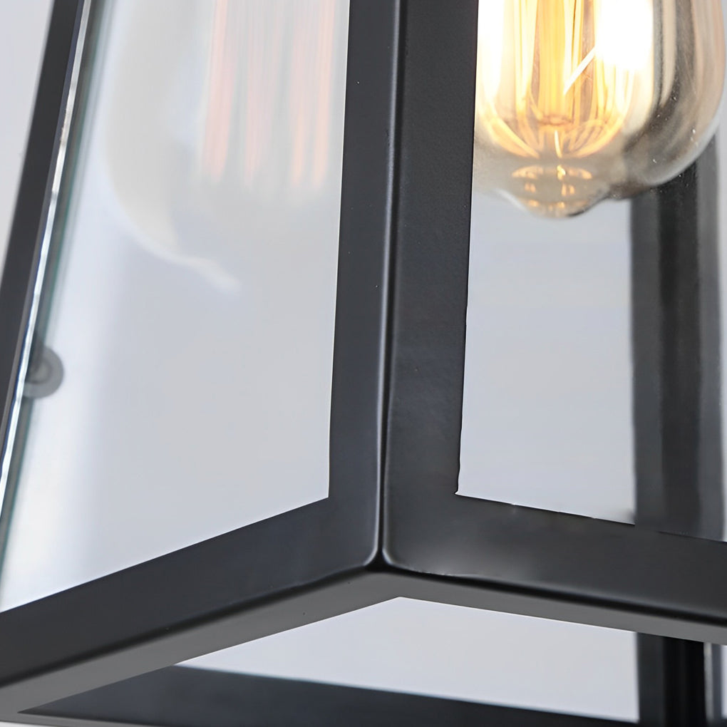 Black Outdoor Hanging Chandelier — Iron and Glass, 6W LED E27, Waterproof, 7" Wide