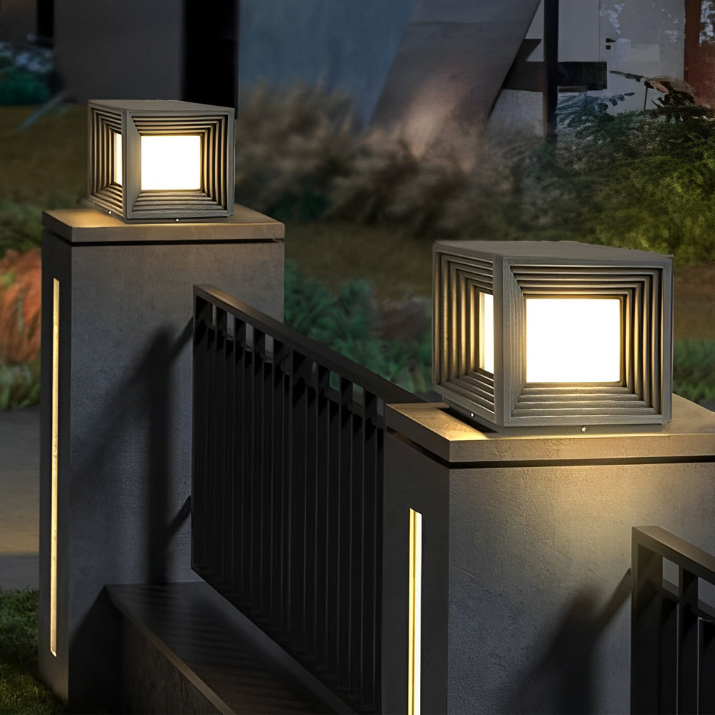 Modern Black Square Solar Post Cap Light — Stainless Steel & Acrylic, LED, IP65 Weatherproof, 3000K