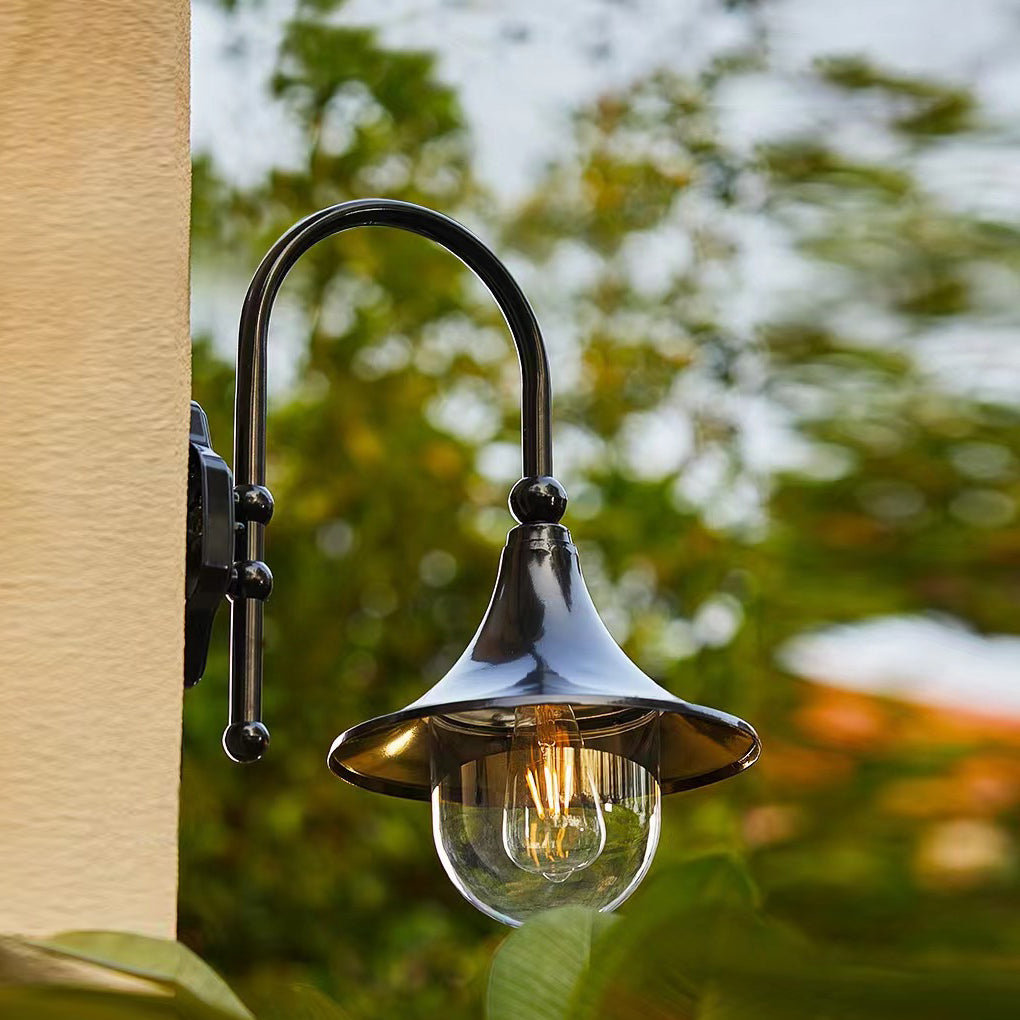 Vintage Trumpet Outdoor Wall Sconce — Die-Cast Aluminum, Black, LED, IP55 Waterproof