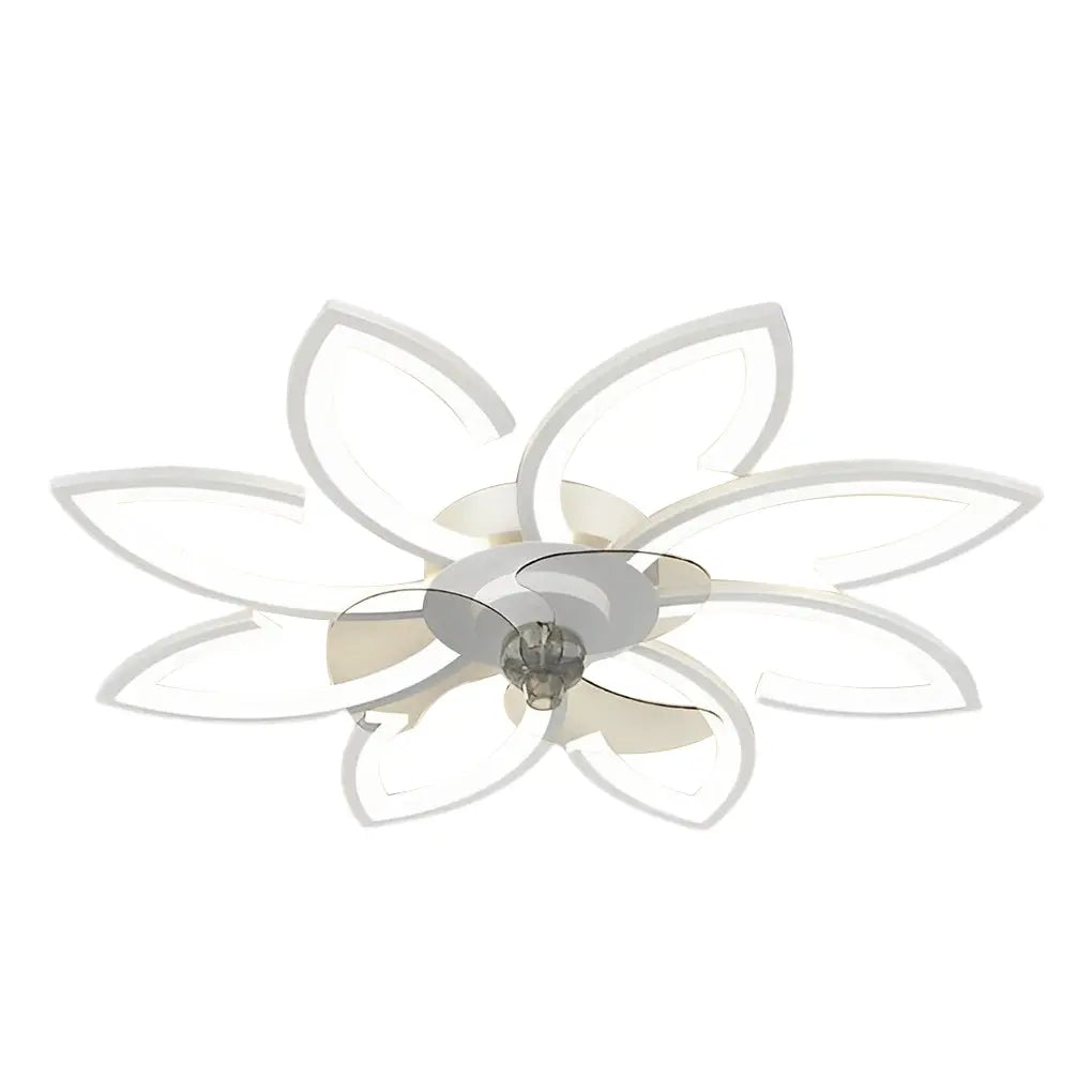 Modern Ceiling Fan Light with Flower Smart Silent Stepless Dimming LED Luxe