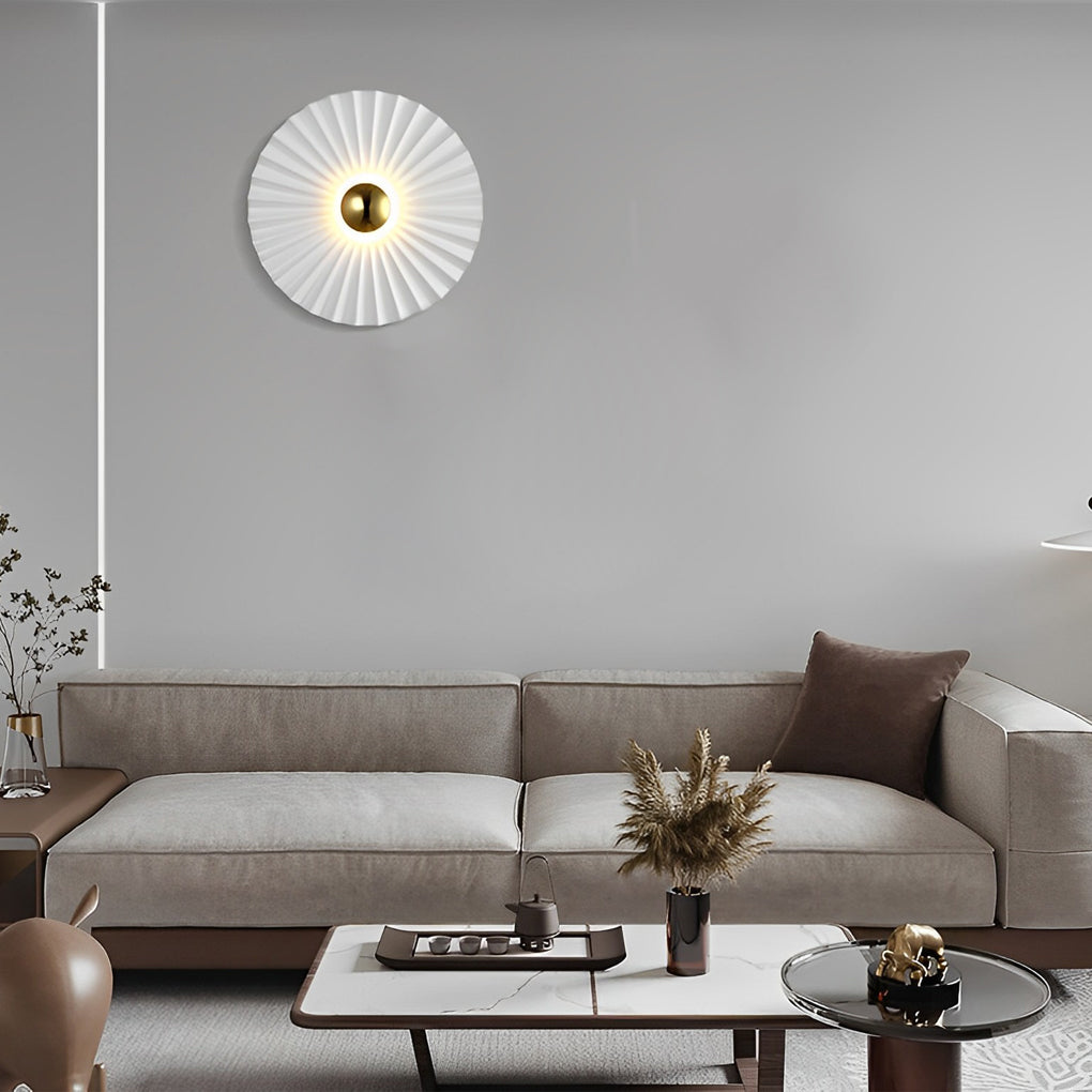 Round Lotus Leaf LED Wall Sconce — White Iron, Hardwired, 3000K Warm White, Available in 9.8", 11.8", or 15.7"