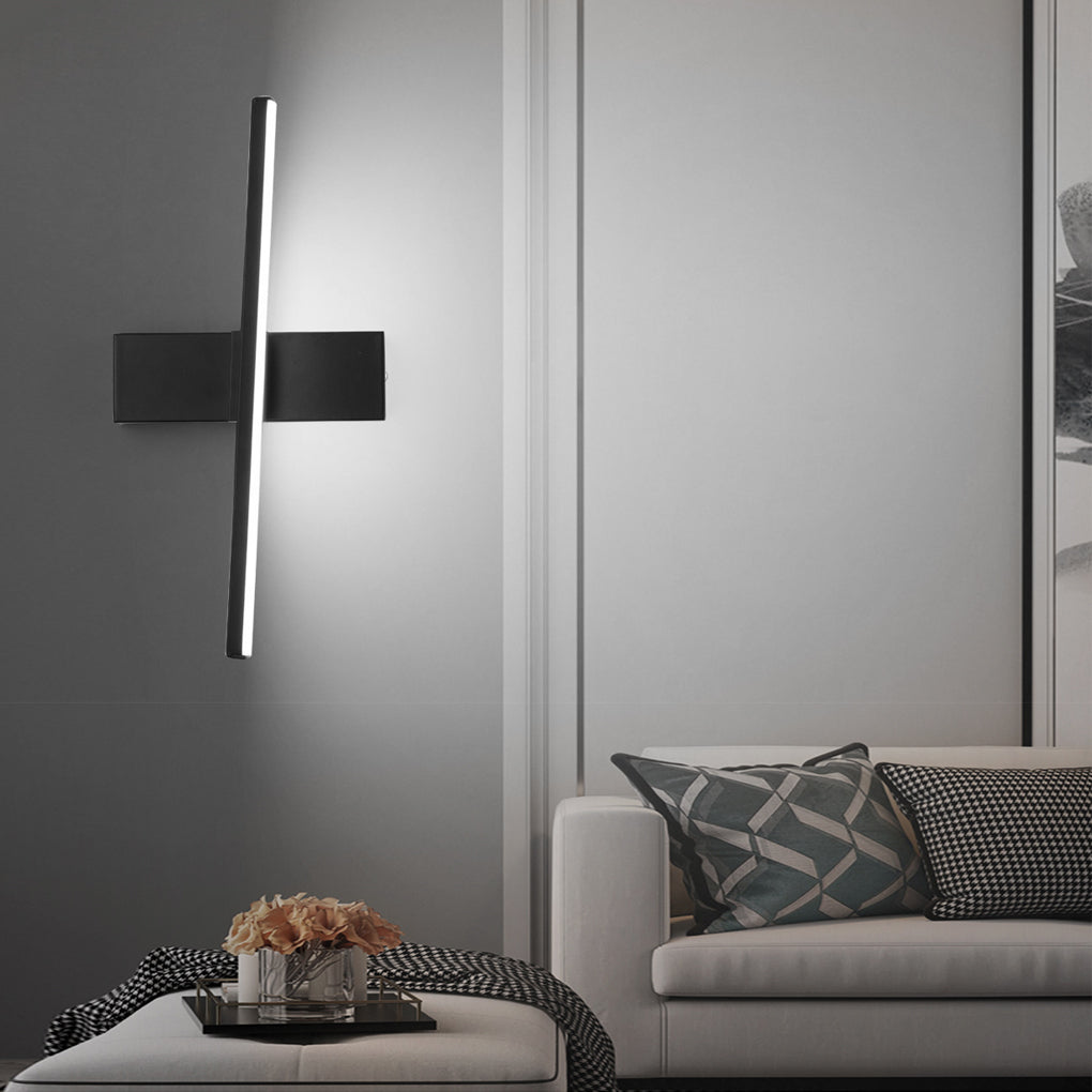 330° Rotatable Linear LED Wall Sconce — Aluminum & Iron, Black or White, 12" or 20"
