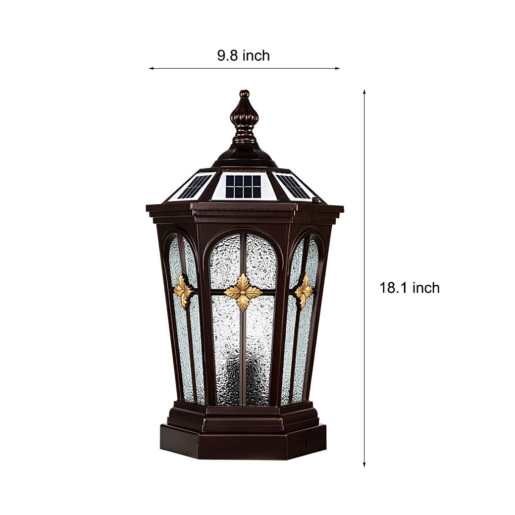 Solar Fence Post Cap Light — Die-Cast Aluminum & Glass, LED, Three-Step Dimming (3000K/4000K/6000K), IP65, Remote Control