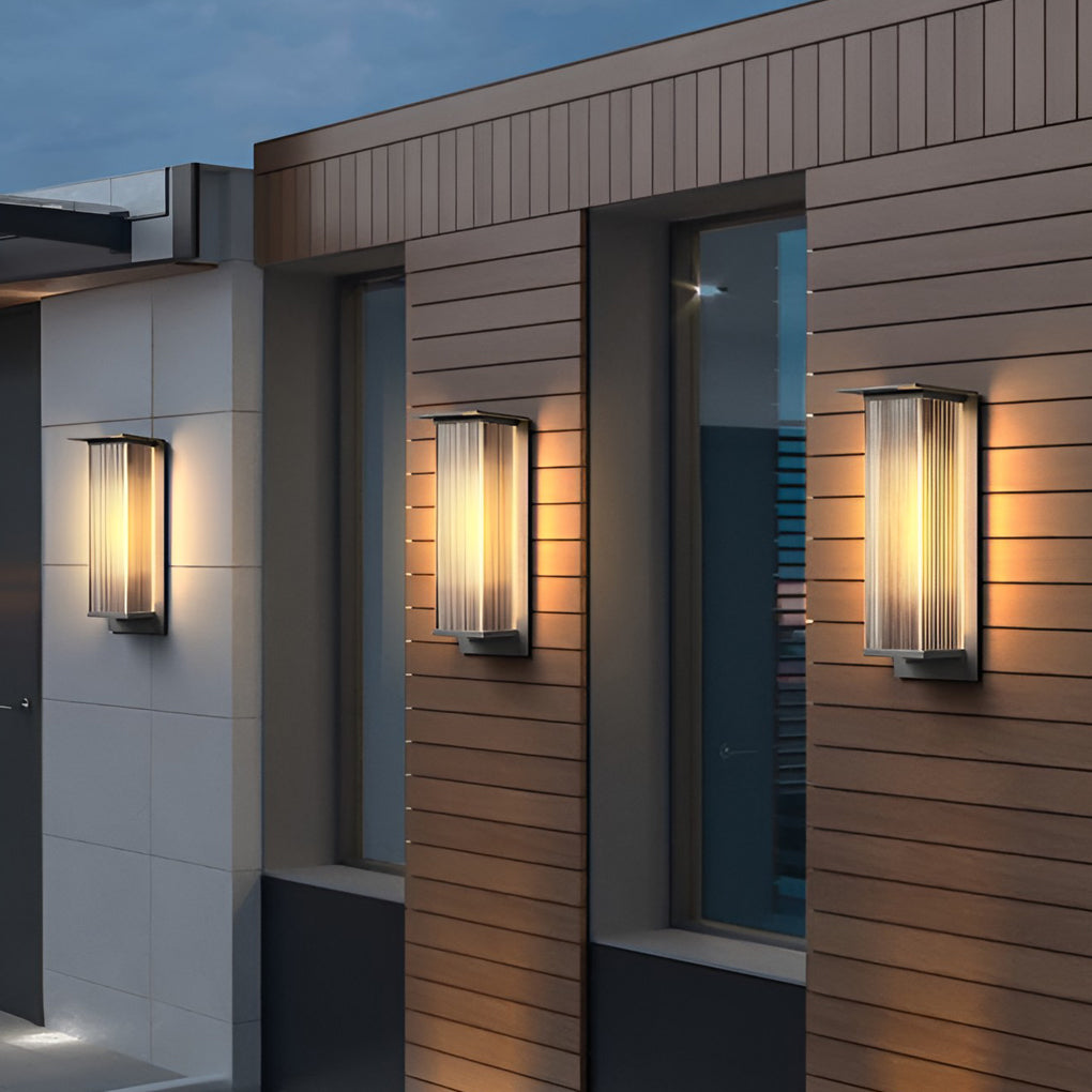 Modern Rectangular Outdoor Wall Sconce — Metal & Acrylic, 3W LED, IP65 Weatherproof, Solar