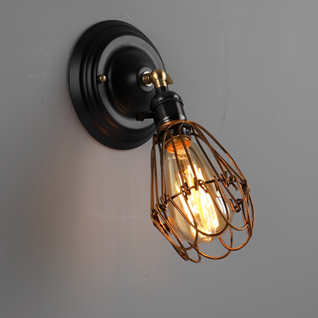 Adjustable Industrial Retro Wall Sconce — Black Iron, E27, Up/Down Directional, 7" × 11"