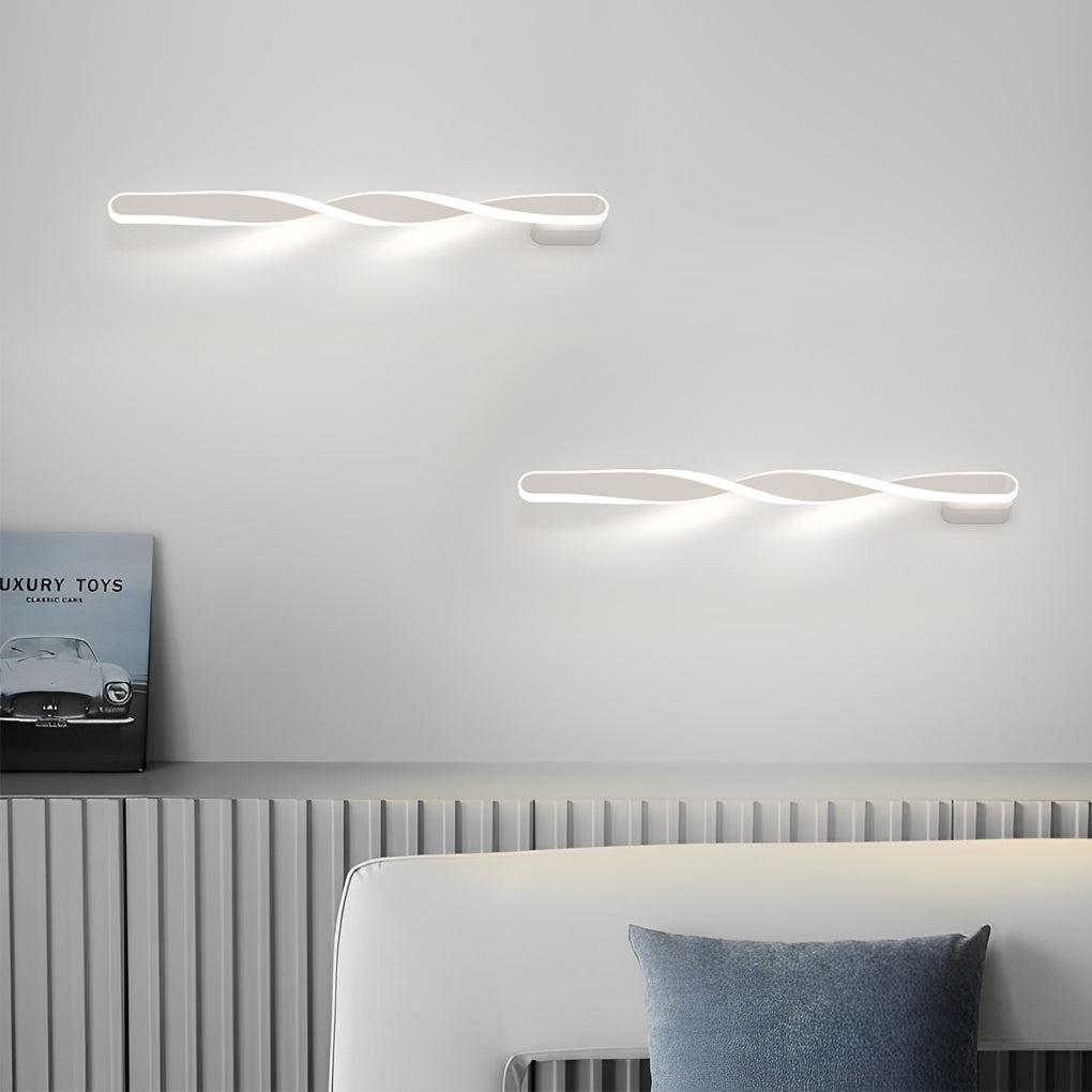 Minimalist Spiral Linear Wall Sconce — Aluminum with Silicone LED Strip, 29W, 28"