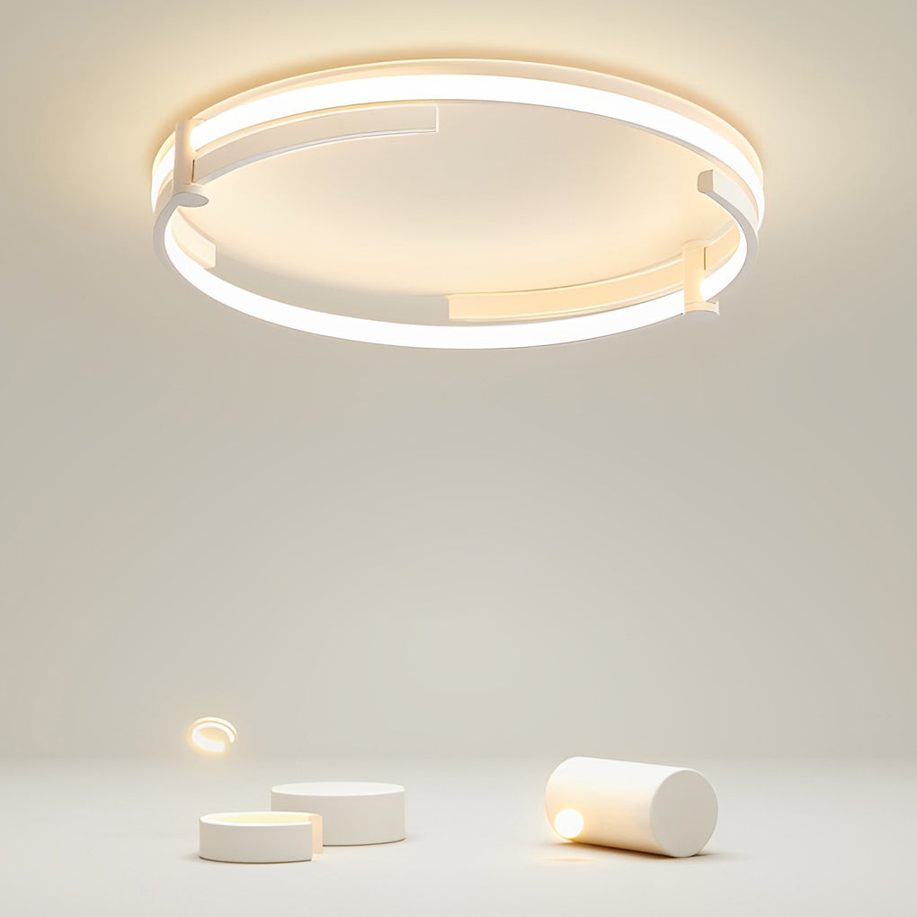 Modern Round LED Flush-Mount Ceiling Light — Aluminum & Iron, 32W, 16", Stepless Dimming, Remote Control