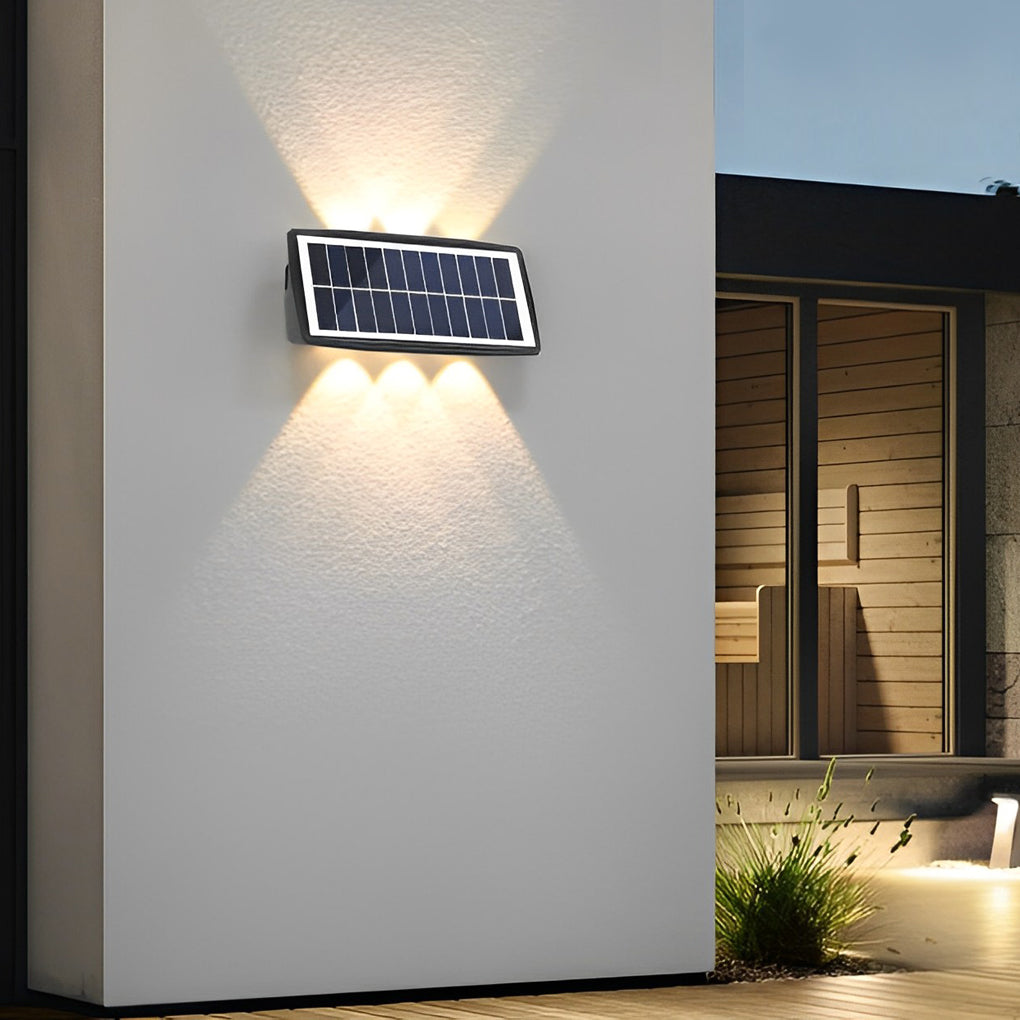 Modern Rectangular Up/Down Outdoor Wall Sconce — Black ABS, LED, IP65 Weatherproof, 4-Light or 6-Light