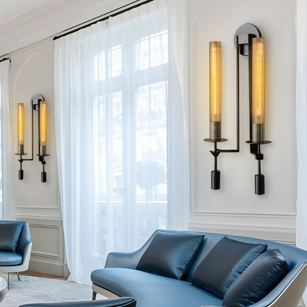 Postmodern Crystal Plug-in Wall Sconce — E14, Black or Bronze, 1-Light or 2-Light