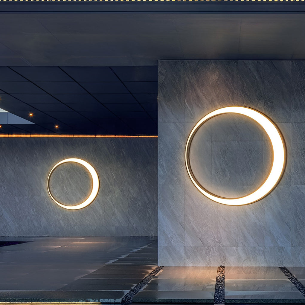 Circular Moon Outdoor Wall Sconce — Stainless Steel, LED, IP65 Weatherproof, 20W / 36W / 60W