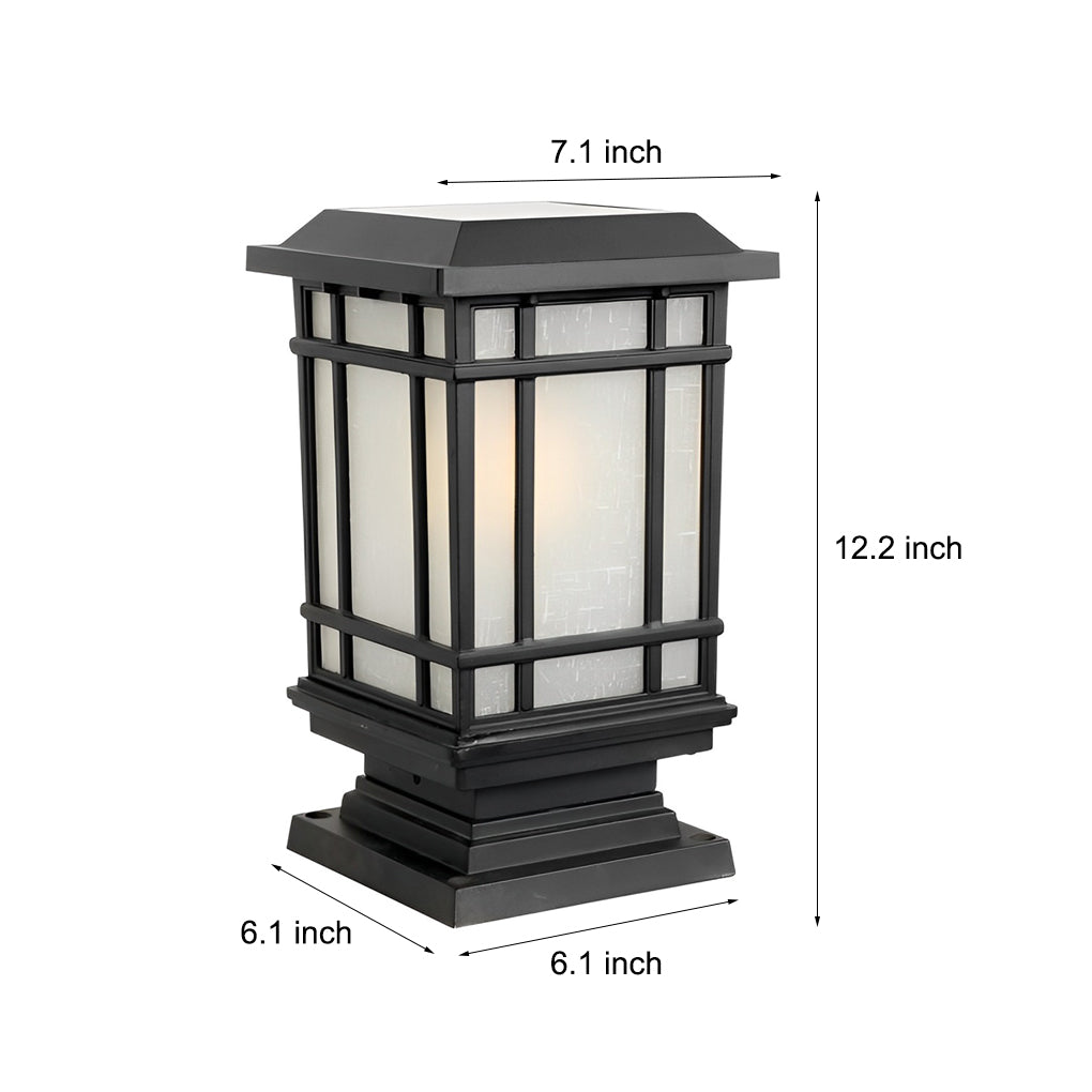 Modern Black Solar Fence Post Light — Die-Cast Aluminum, 3-Step Color Dimming, IP Weatherproof