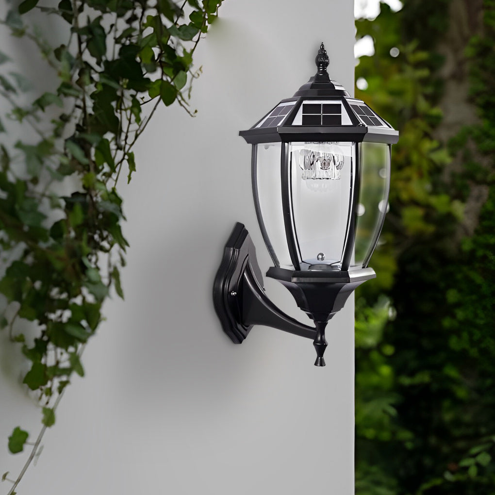 Vintage Black Solar Outdoor Post Light — Die-Cast Aluminum & Glass, LED 3000K, Remote Control, 7W Panel, IP Weatherproof