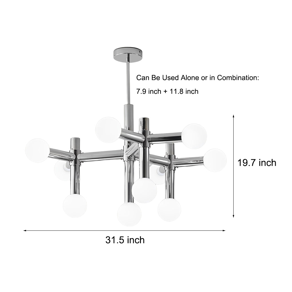 Sputnik Chandelier — Chrome, Iron & Glass, 10-Light, 31.5" Diameter, E27