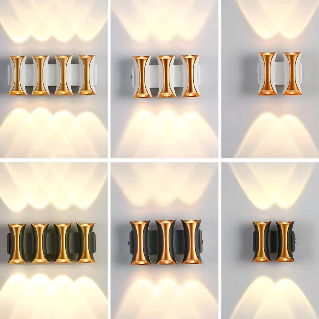 Modern Up/Down Outdoor Wall Sconce — Die-Cast Aluminum & Glass, LED, IP54, 4-Light / 6-Light / 8-Light