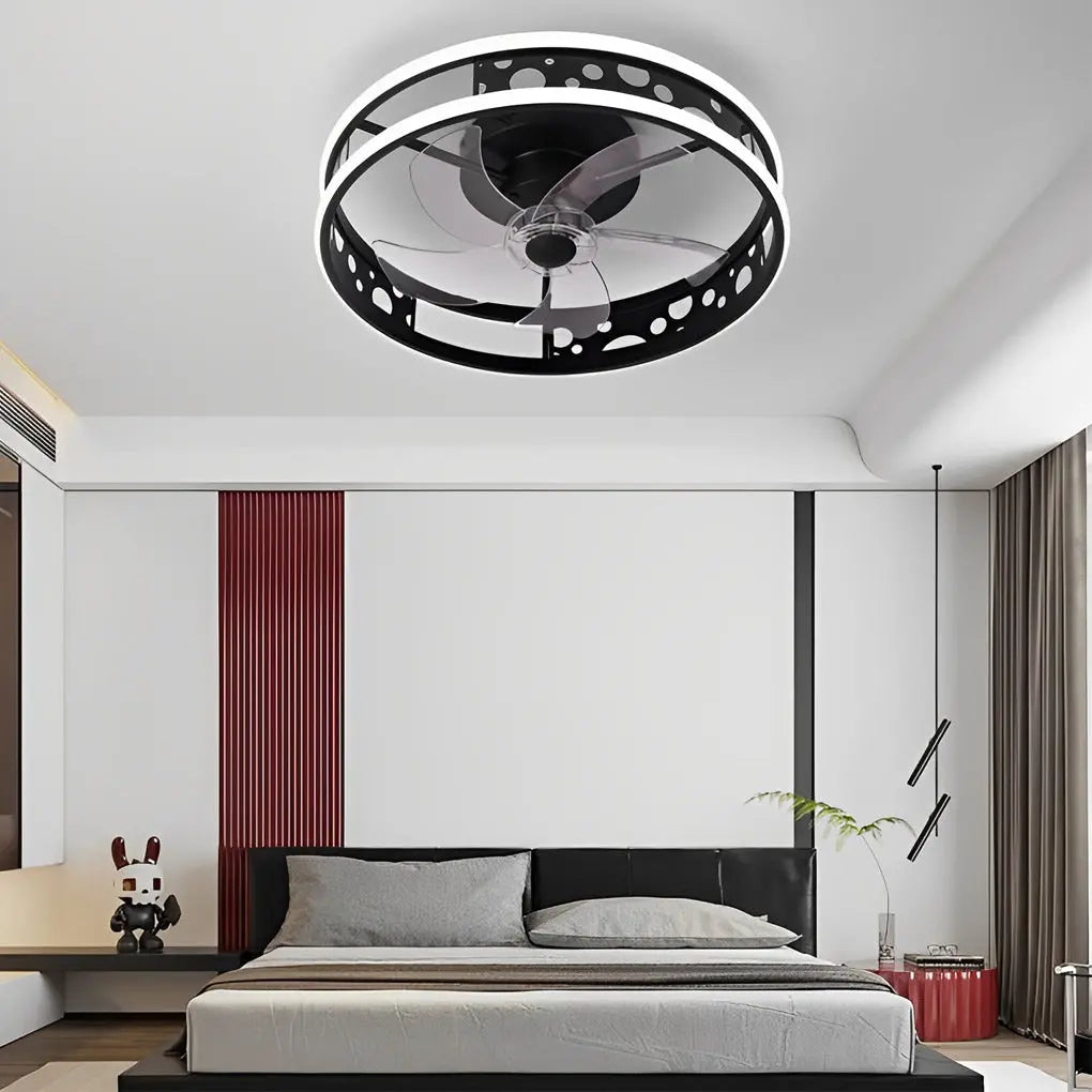 Nordic Bladeless Ceiling Fans with Remote Control - Round Three-Step Dimming LED Luxe
