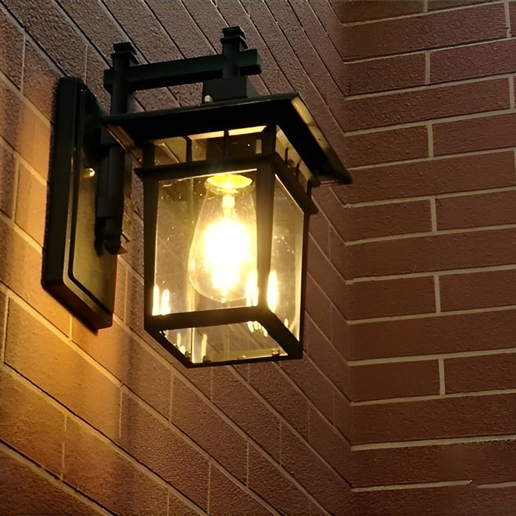 Retro Outdoor Wall Sconce — Die-Cast Aluminum with Glass Shade, E27, Waterproof, Bulb Not Included