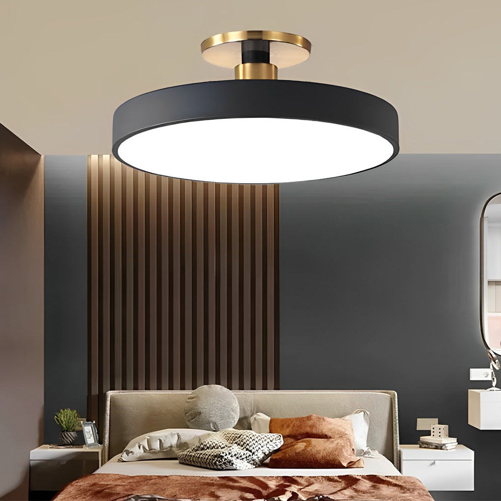 Circular LED Semi-Flush Mount Ceiling Light — Acrylic & Metal, 28W, 3000K/4000K/5000K, 16" Diameter