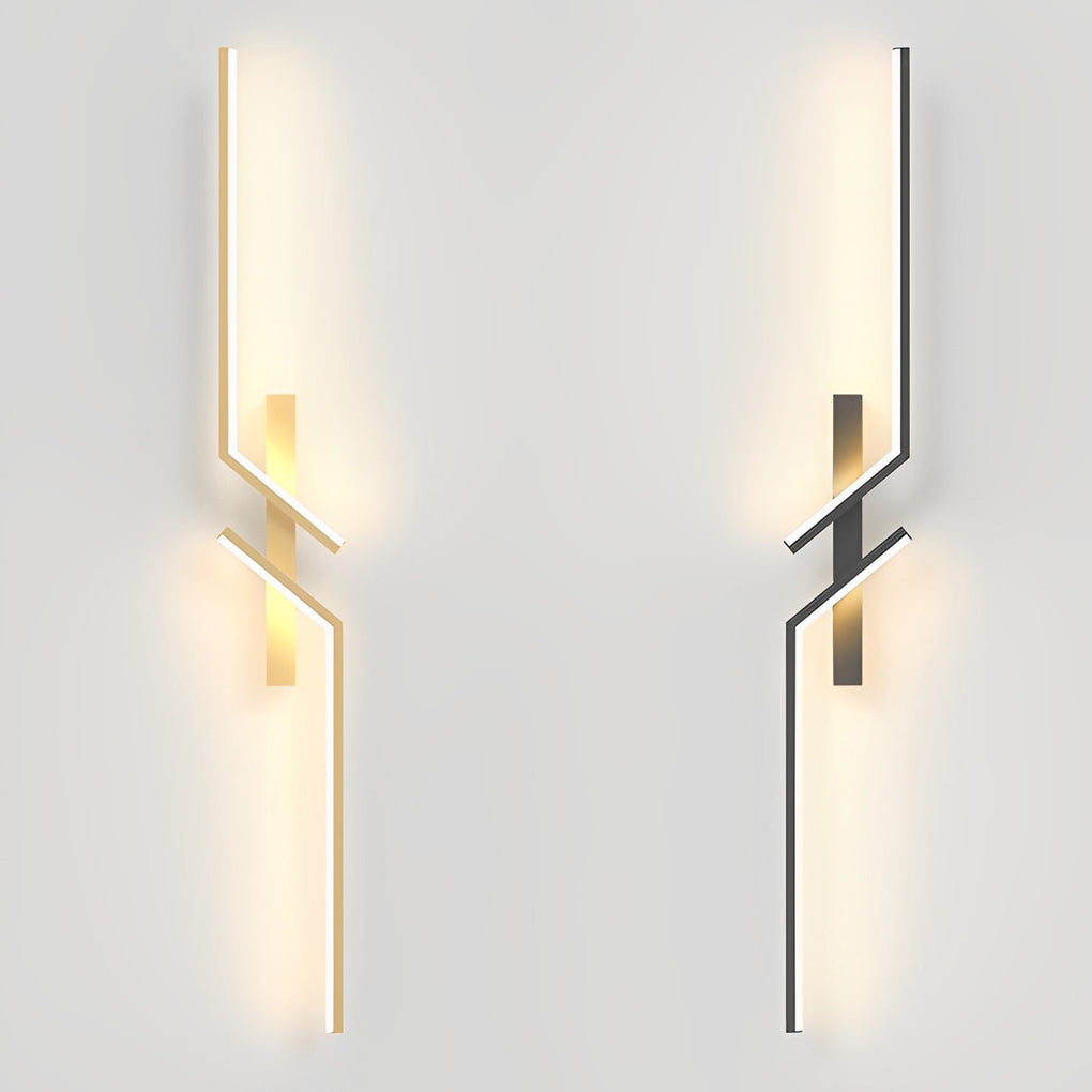 Irregular Symmetrical L-Shape Linear Wall Sconce — Aluminum, LED, 7W–20W, 3000K Warm White, Black or Gold