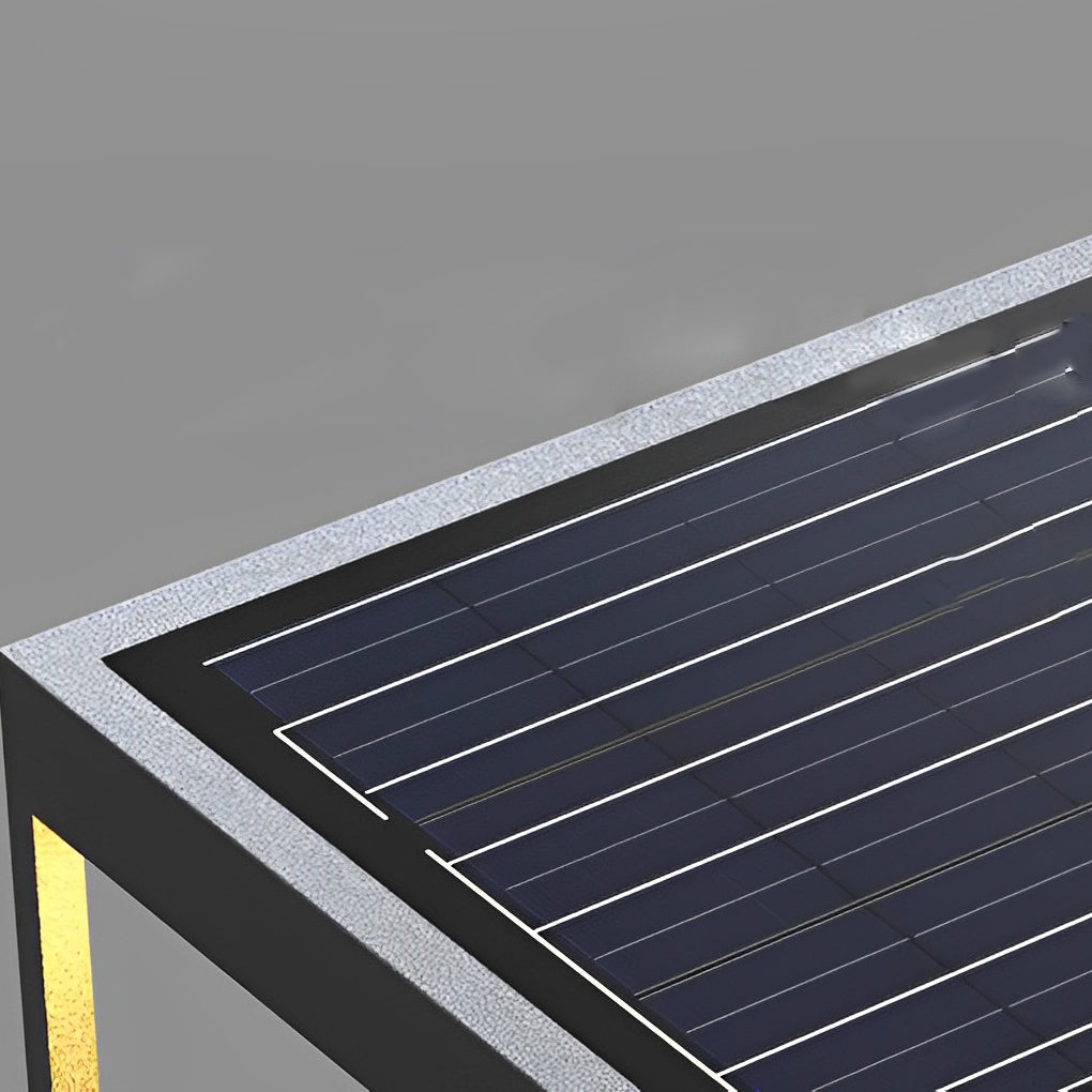 Modern Square Solar Post Cap Light — Black Stainless Steel, LED 3000K, IP65, 7.87"–15.75"