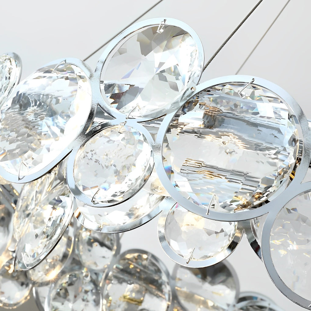 Round Bubble Crystal Chandelier — Electroplated Stainless Steel, Warm White 3000K, 20"–39" Dia.