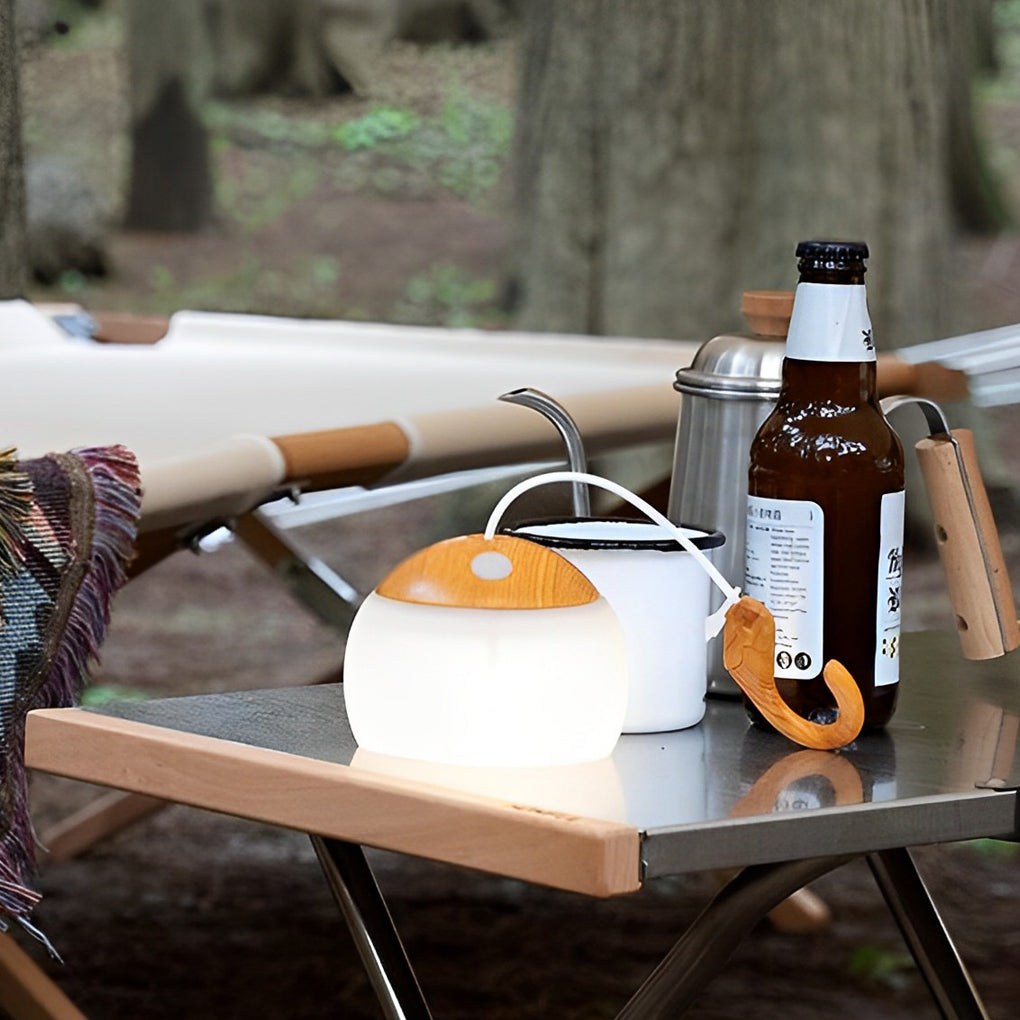 Round Portable Camping Lantern — ABS + TPR, LED, Dimmable, USB Rechargeable, 3000K Warm White, 12-Hour Battery Life