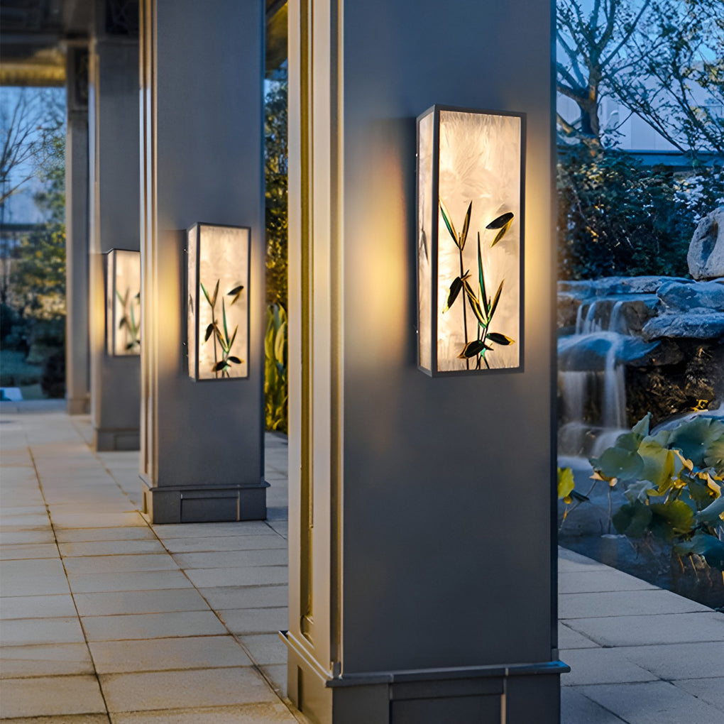 Vintage Floral Outdoor Wall Sconce — Galvanized Steel, Acrylic Shade, T5 LED, IP54 Weatherproof, 20" or 31"