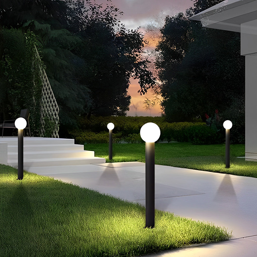 Round Ball LED Bollard Path Light — Black Stainless Steel, 3W/5W, 3000K Warm White, IP54 Weatherproof, 10" or 31.5" Height