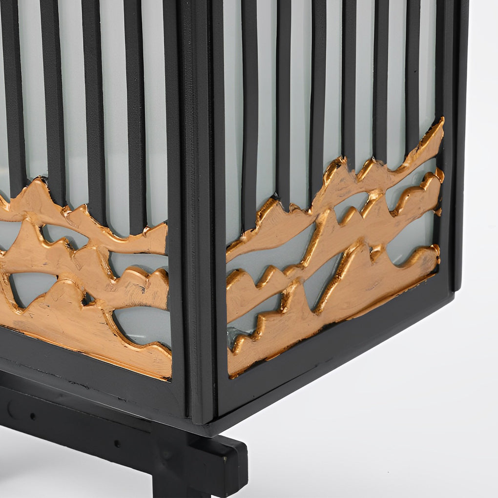 Modern Retro Outdoor Wall Sconce — Black, Die-Cast Aluminum, Frosted Glass, Solar/Wired, LED, 3-Step Dimming, Weatherproof