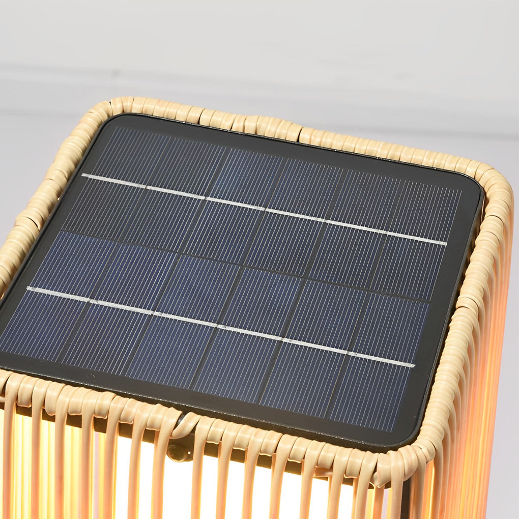 Outdoor Solar Floor Lamp — Rubber Shade, Stainless Steel, 3000K, Solar / Hardwired, Waterproof
