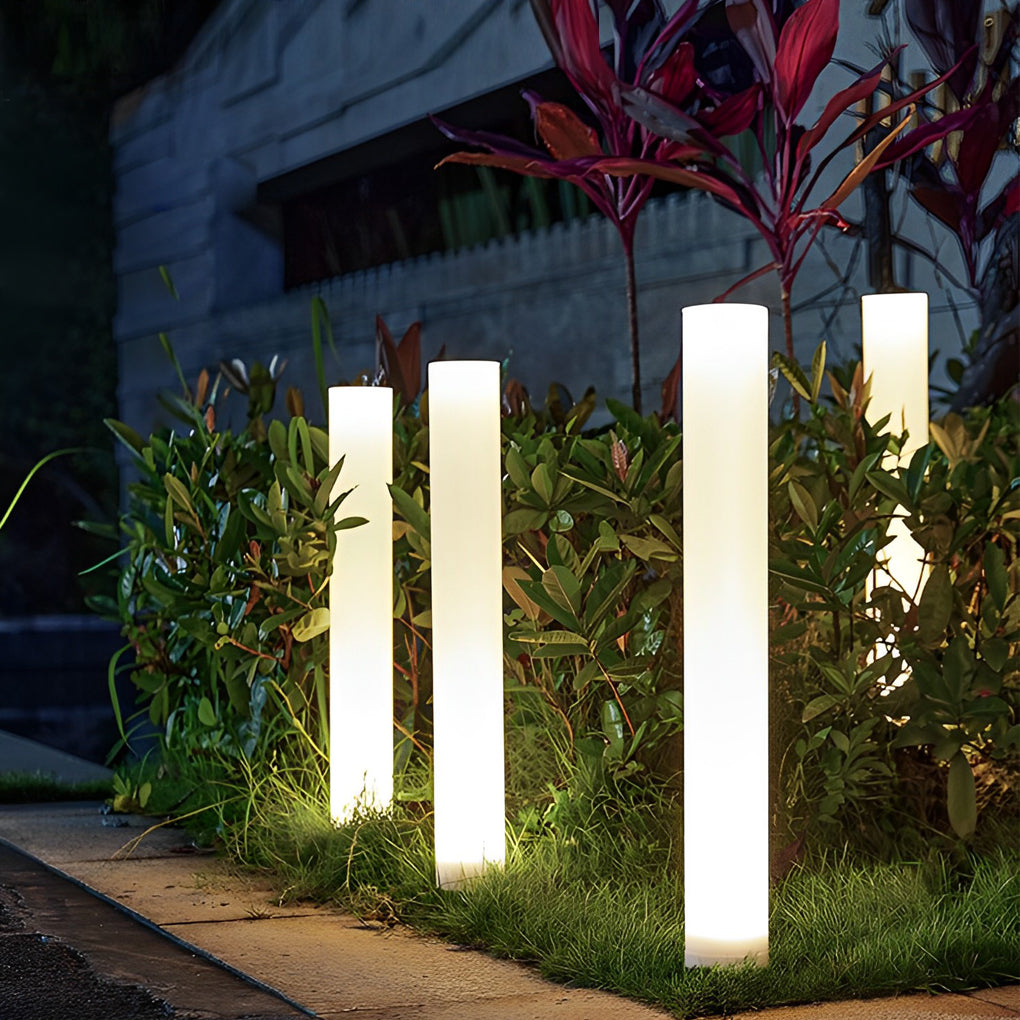Modern Solar Bollard Light — White PC, Cylindrical, 3000K/6000K, 23.8" Height, Waterproof