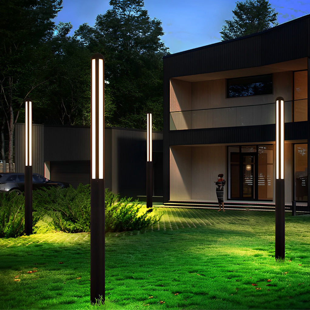 Modern Minimalist Bollard Light — Black Aluminum, LED, IP65 Weatherproof, 59"–118" Heights, 3000K