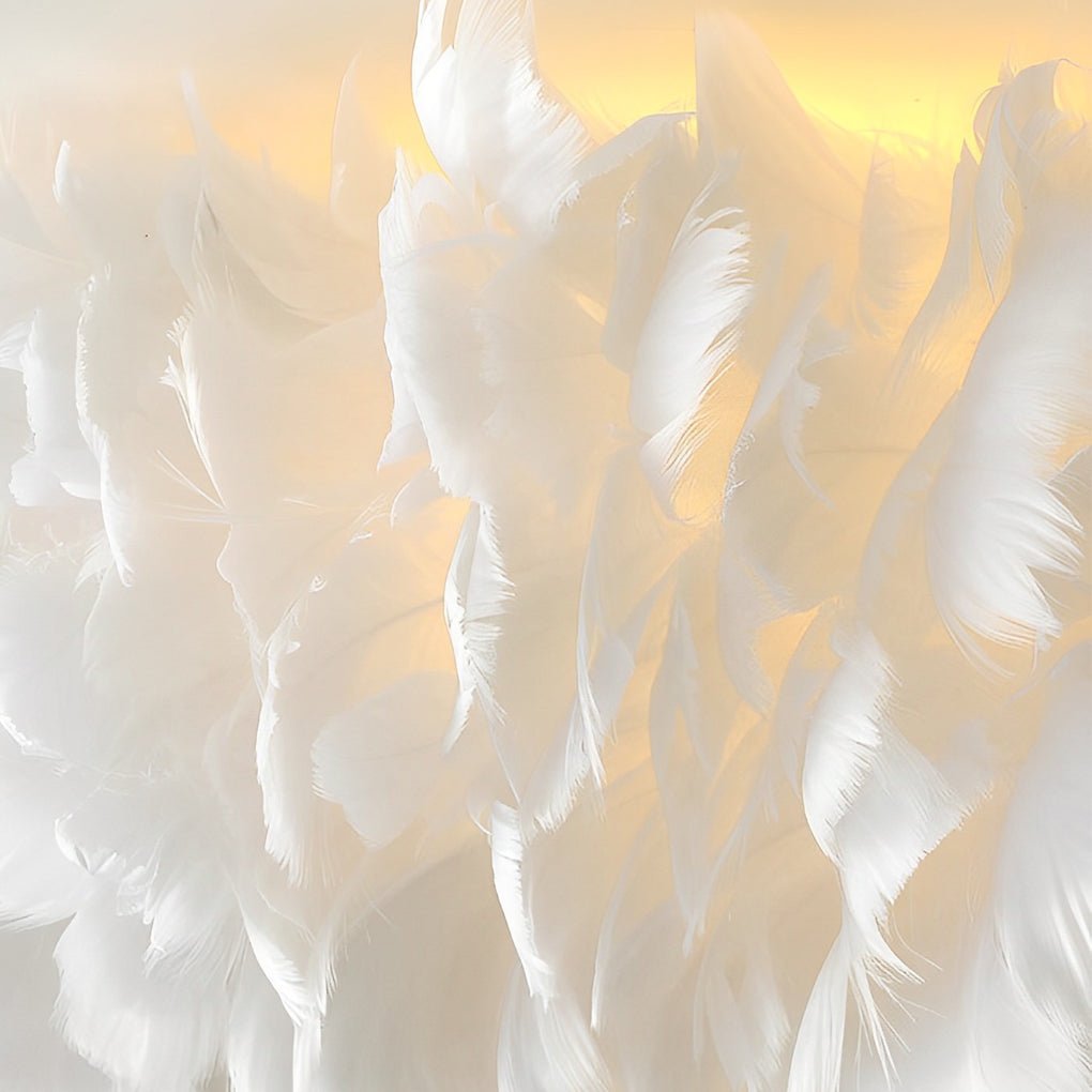 Modern Minimalist Feather Pendant Chandelier — White, Metal Frame with Acrylic Shade, 3000K Warm White, 20" or 24"