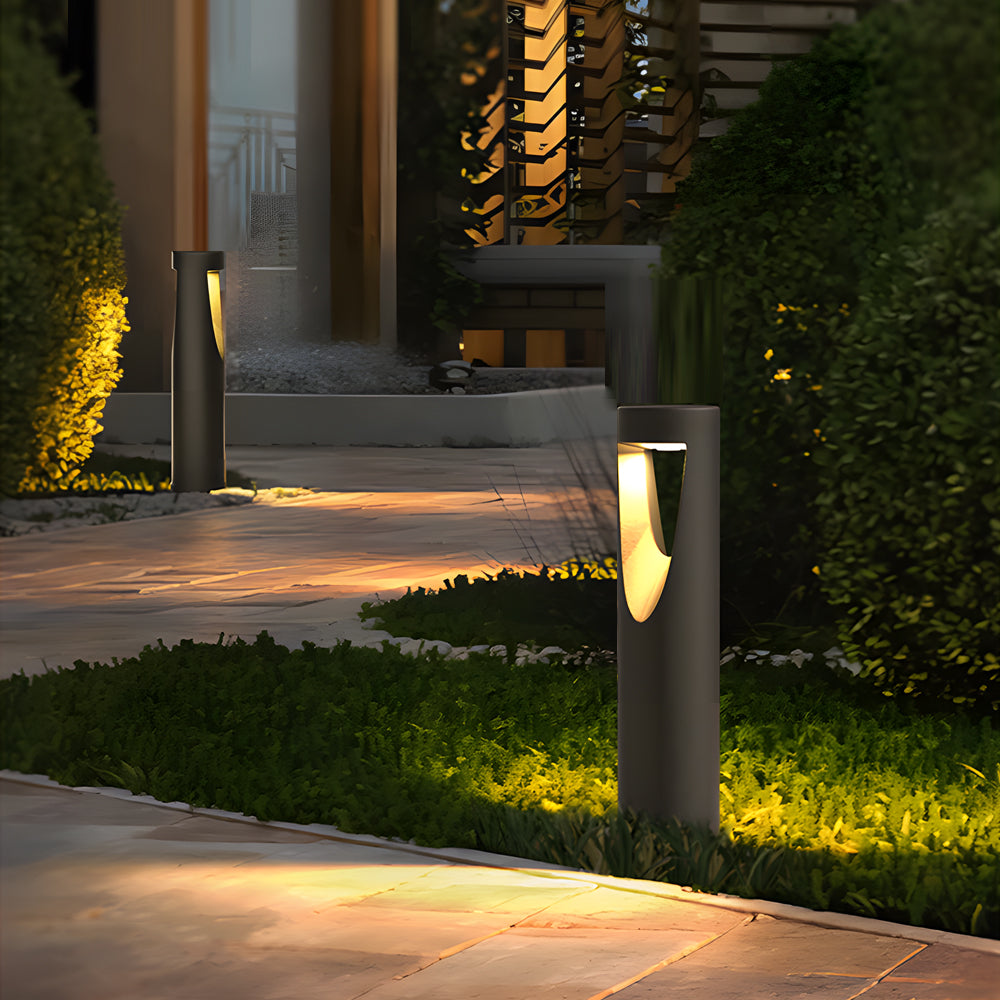 Minimalist Cylinder Bollard Path Light — Aluminum, 12W LED, 3000K, IP65, 11.8" or 23.6"