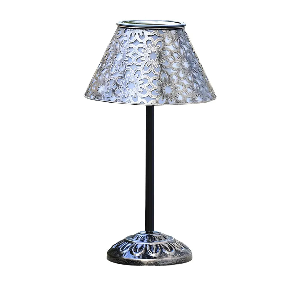 LED Waterproof Outdoor Table Lamp - Solar Silver Metal Design Luxe
