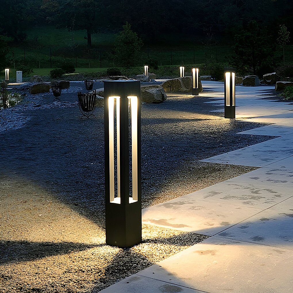 7w black aluminum led landscape bollard lights with 4 beam design for your garden
