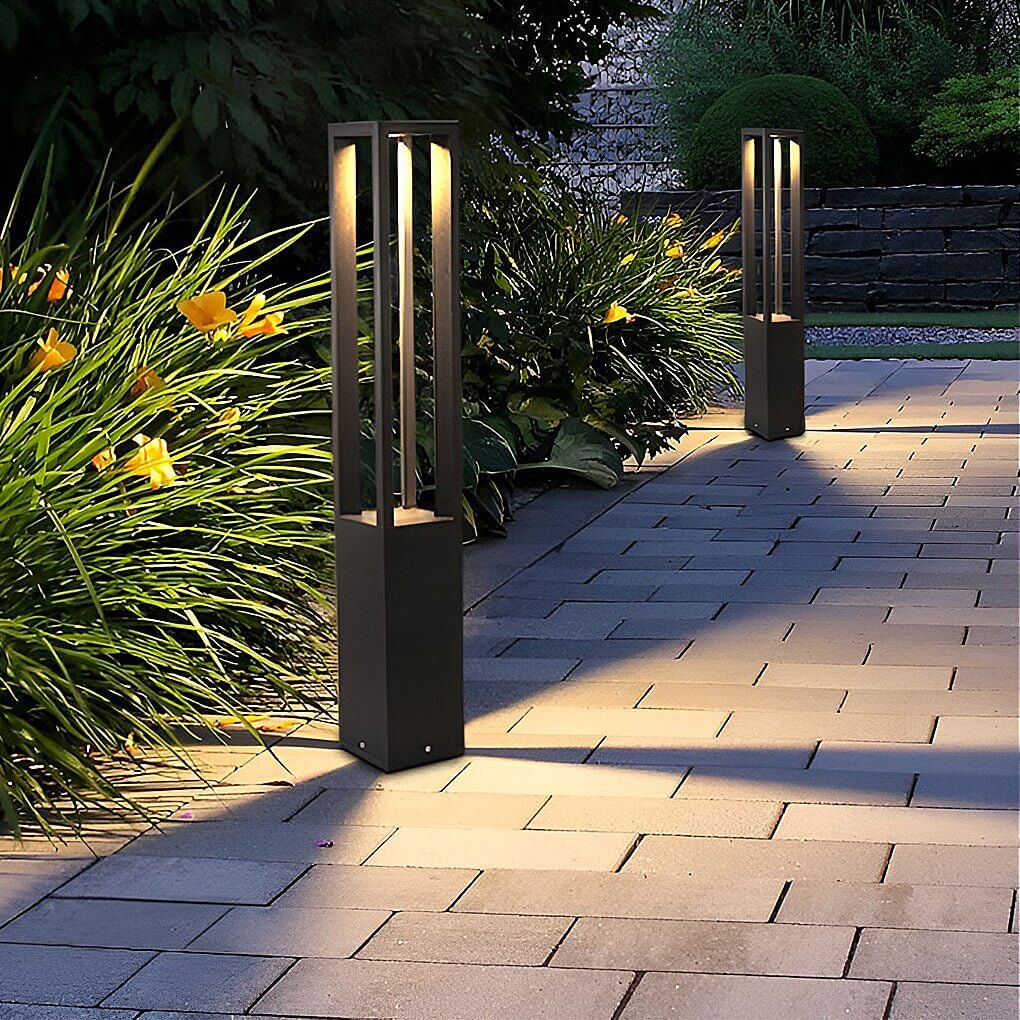 7w black aluminum led landscape bollard lights with 4 beam design for your garden
