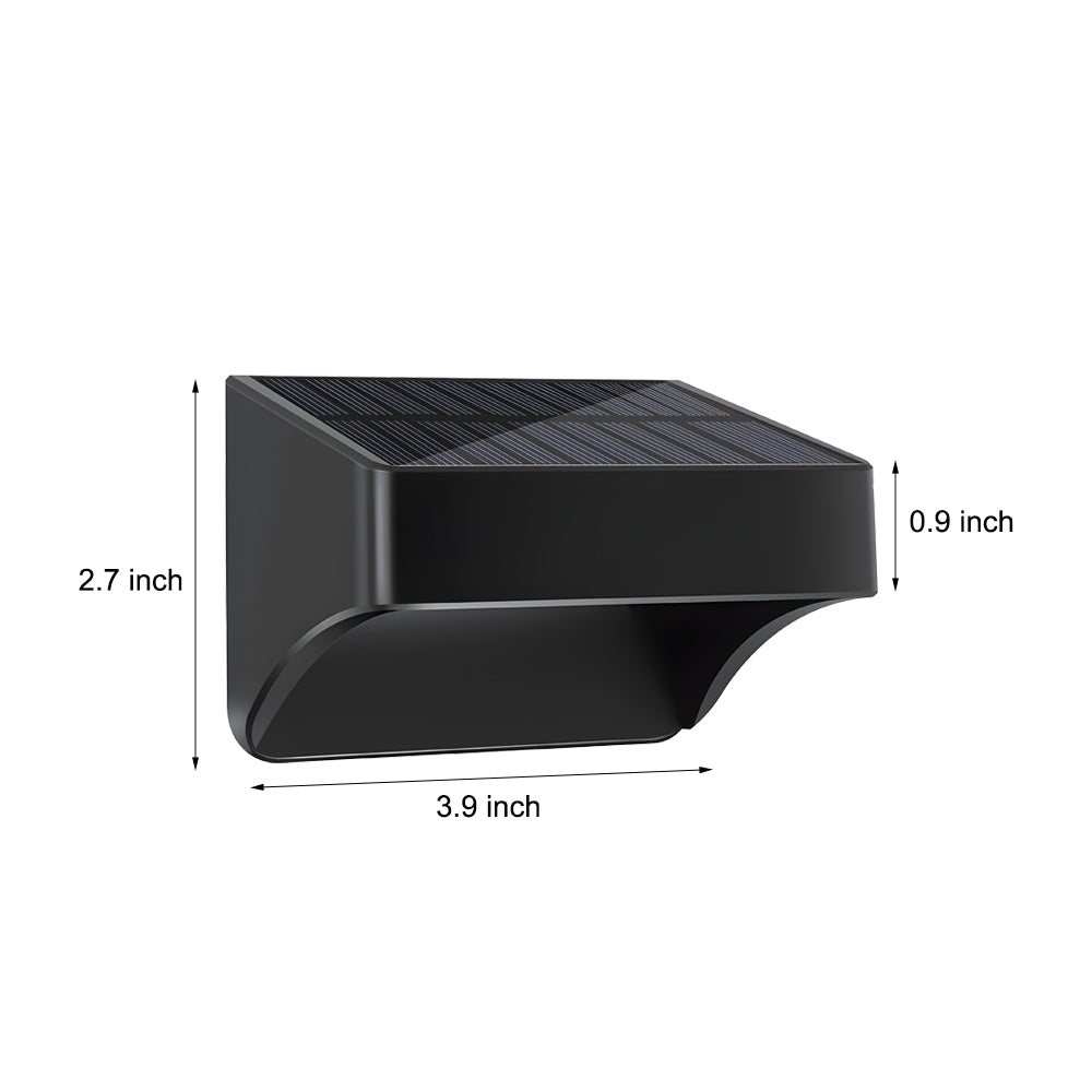 Minimalist Solar Outdoor Wall Sconce, 4-Pack — Black ABS, LED, Dusk-to-Dawn, RGB + Dual White, IP65 Weatherproof