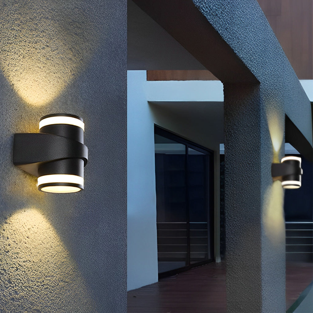 LED Waterproof Black Outdoor Wall Washer Lights - Round Up and Dawn Light