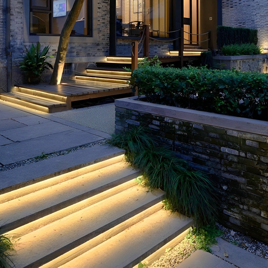 24v waterproof flat led strip lights with recessed silicone for step and deck lighting side emitting design