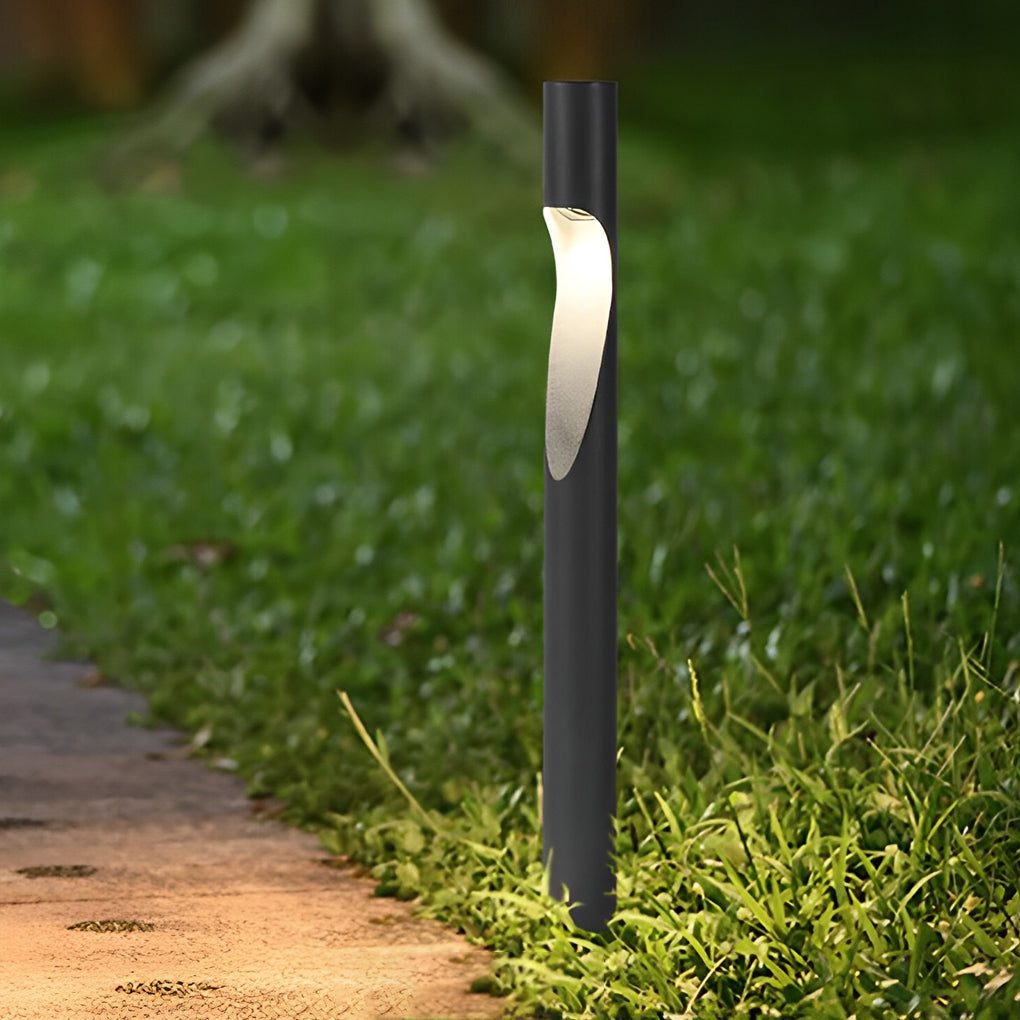 Modern Round LED Bollard Path Light — Gray Stainless Steel, 10W, 3000K, 23.6" Height