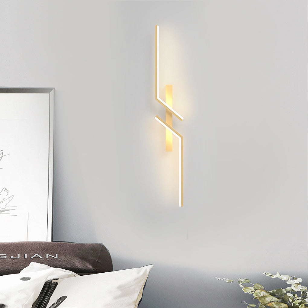 Irregular Symmetrical L-Shape Linear Wall Sconce — Aluminum, LED, 7W–20W, 3000K Warm White, Black or Gold