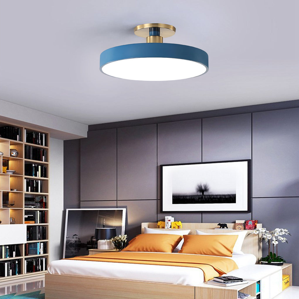 Circular LED Semi-Flush Mount Ceiling Light — Acrylic & Metal, 28W, 3000K/4000K/5000K, 16" Diameter
