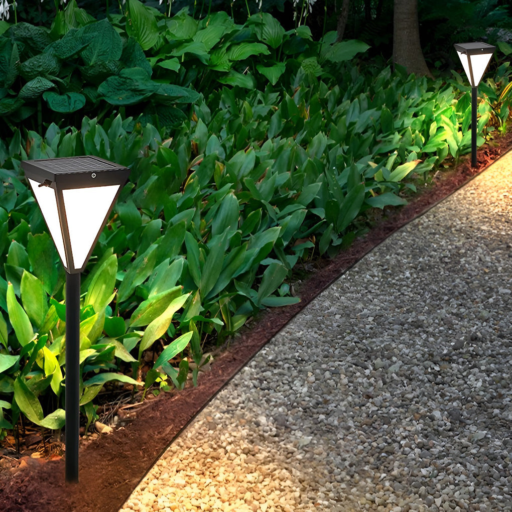 Sleek Solar LED Pathway Post Light — Black Metal, Acrylic Shade, 2.6W, 6" Wide, 30" Height