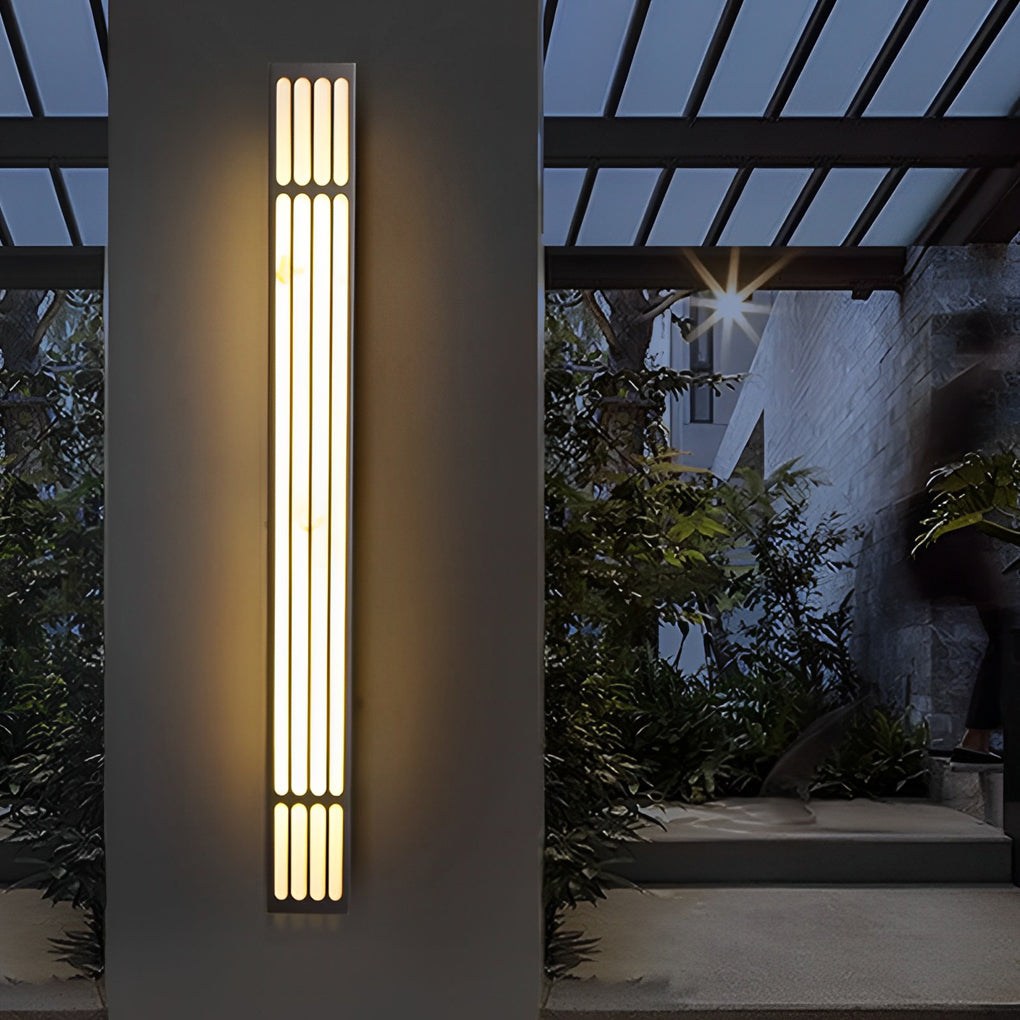 Modern Long Rectangular Outdoor Wall Sconce — Stainless Steel, Imitation Marble, LED, IP65 Waterproof, 3000K Warm White