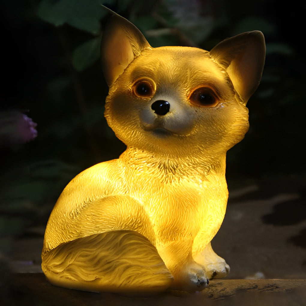 Animal Figurine Solar Garden Light — Resin, LED, Light-Sensor, Dog / Rabbit / Snail / Owl